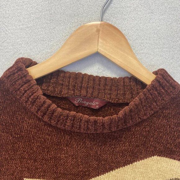Vintage Bergati Chenille Sweater Mens XL Geometric Retro Pullover Soft Comfy - Picture 7 of 12
